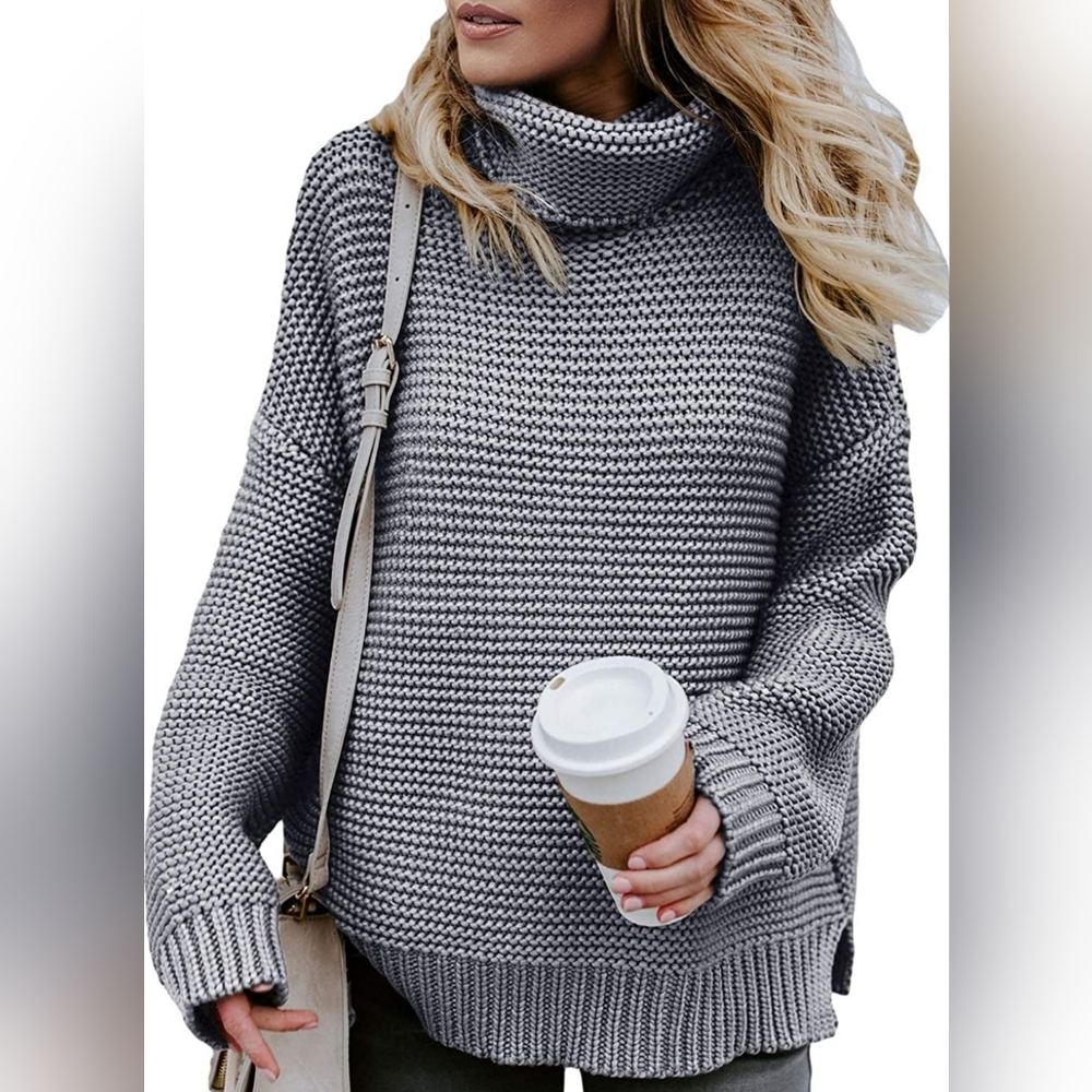 Chunky Turtleneck Sweaters for Women Long Sleeve Knit Pullover